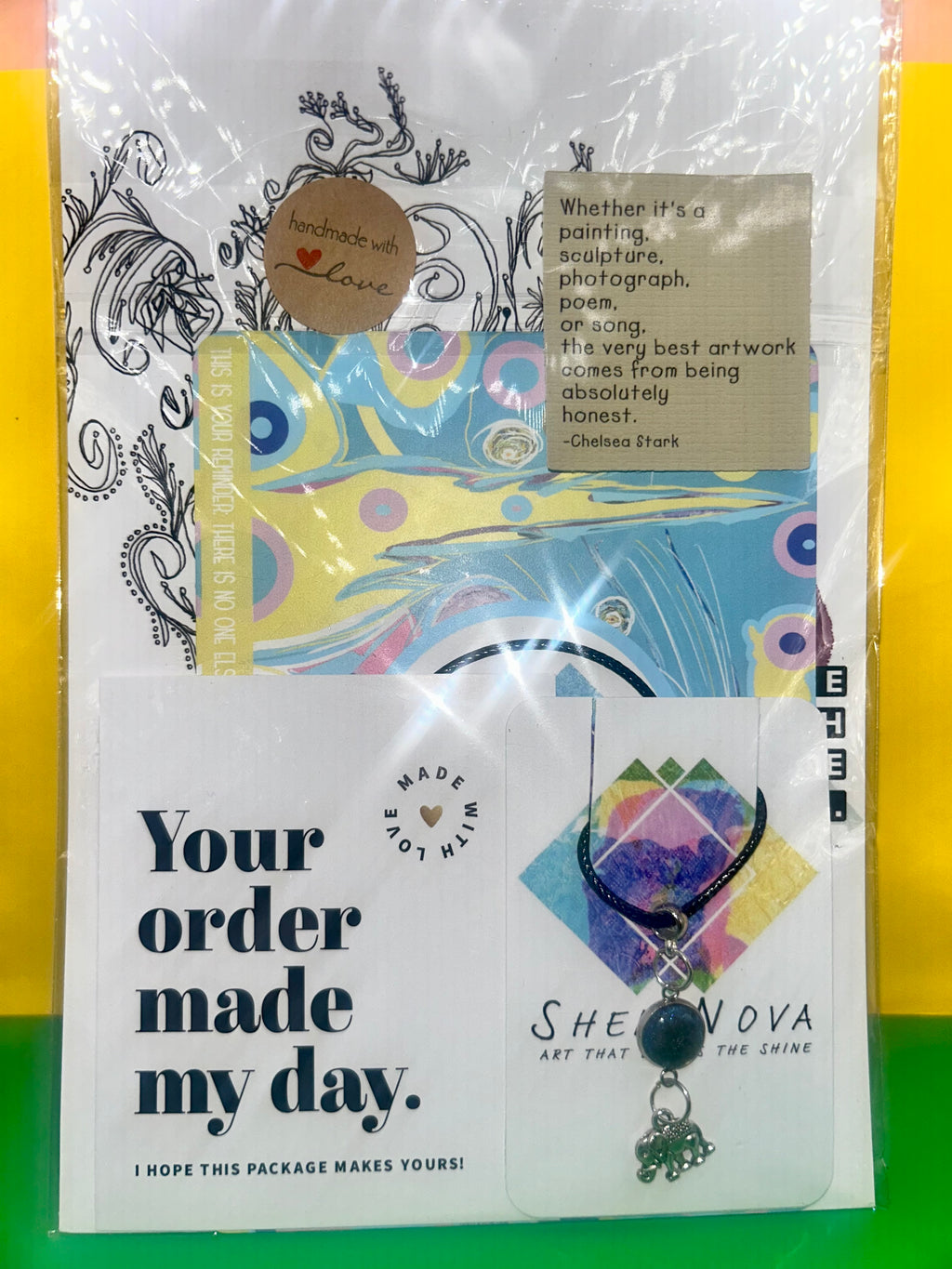 Lucky Elephant - resin colour pendant - Necklace