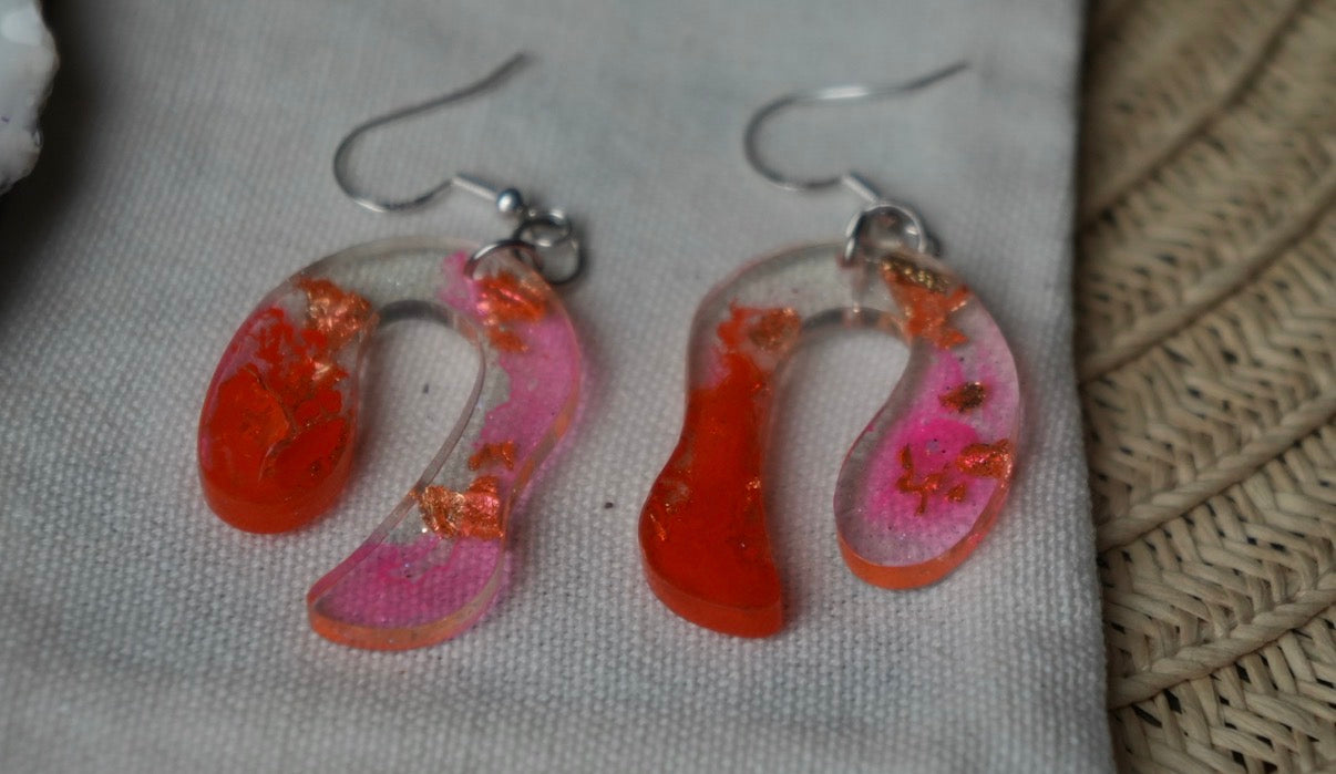 Disco Coral Funk Kind of Groove - Stud Earrings