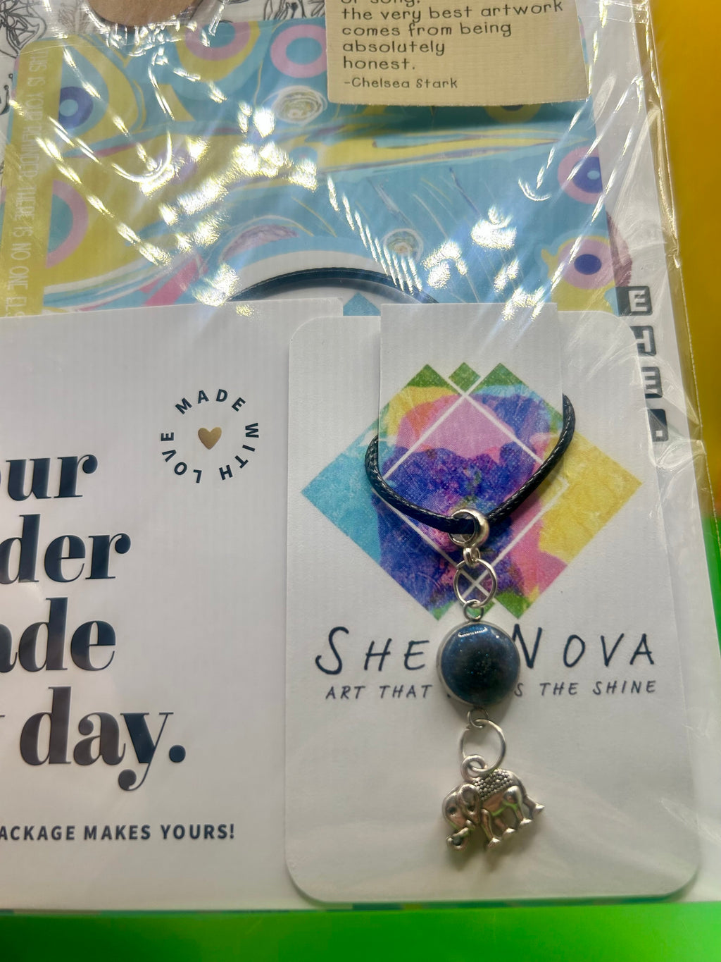 Lucky Elephant - resin colour pendant - Necklace