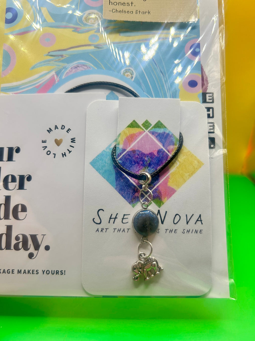 Lucky Elephant - resin colour pendant - Necklace