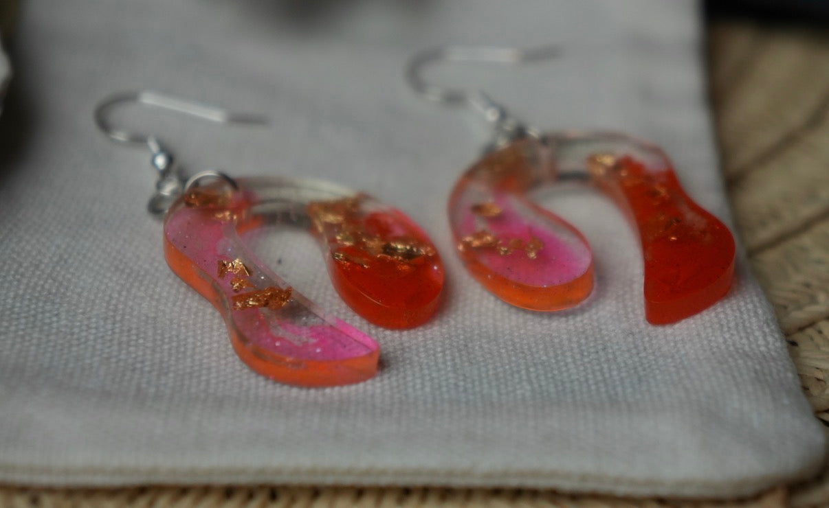 Disco Coral Funk Kind of Groove - Stud Earrings