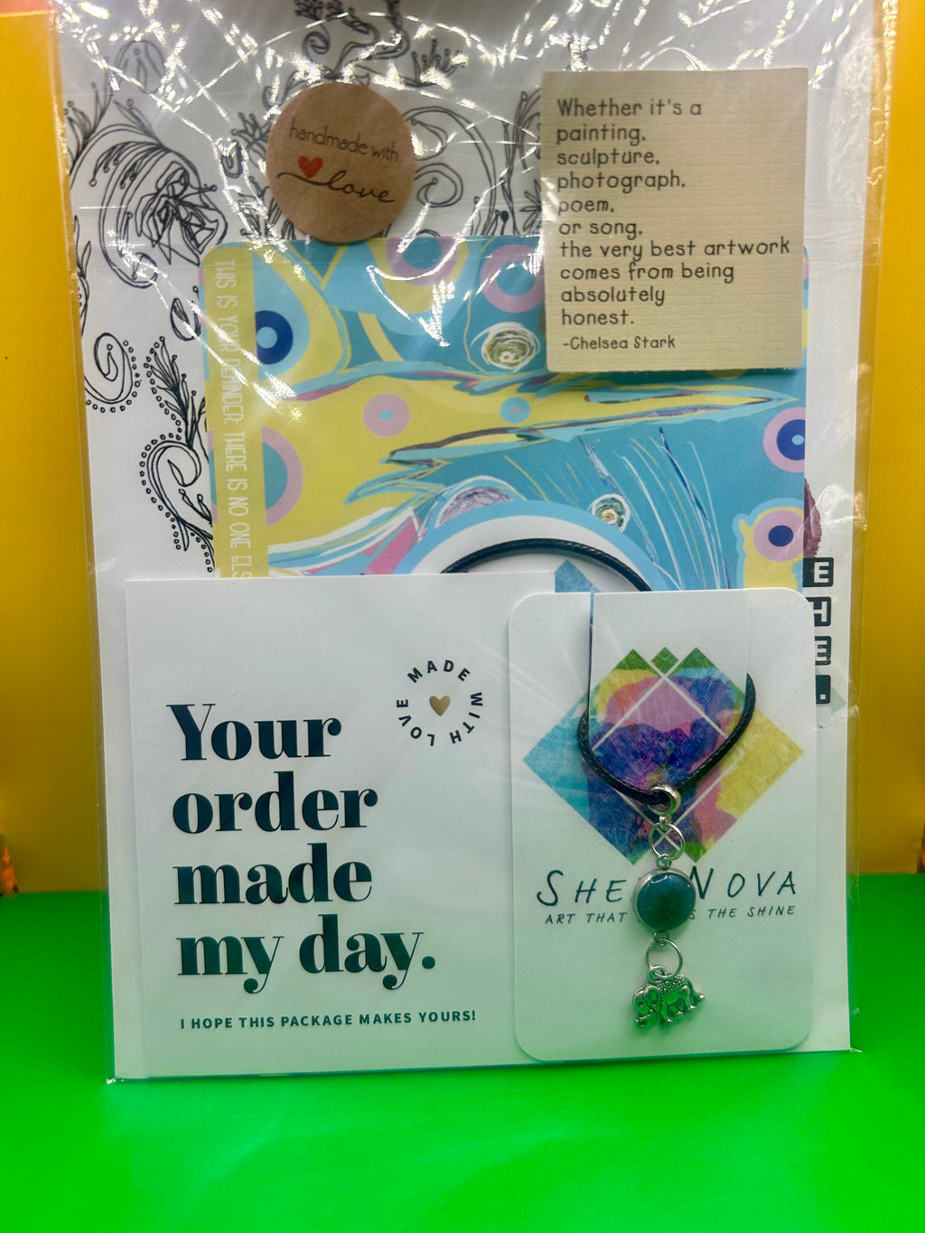 Lucky Elephant - resin colour pendant - Necklace