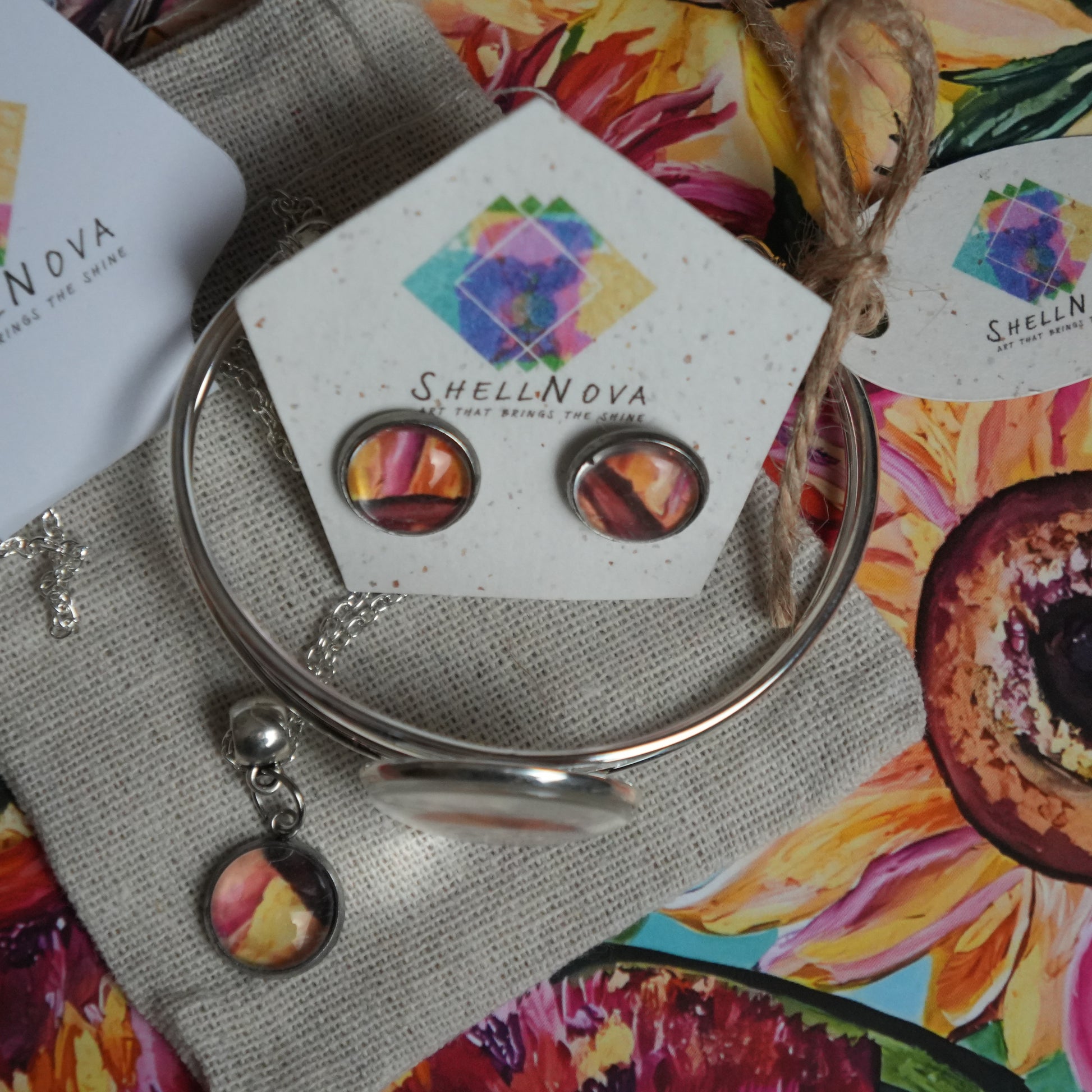 Sunflower Jewellery Set - Necklace, Bracelet &amp; Earrings