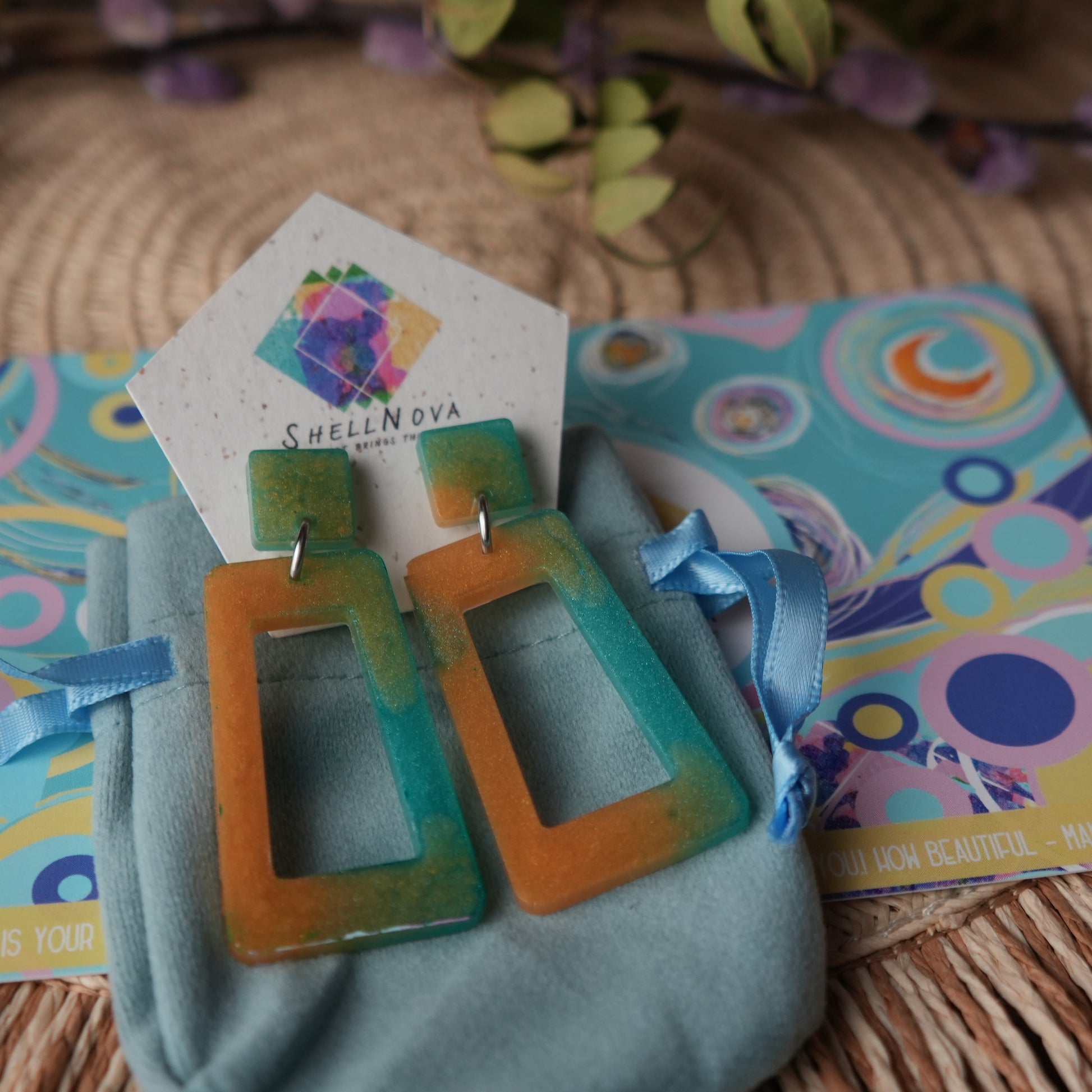 Tropical Dazzle - Rectangle Stud Earrings