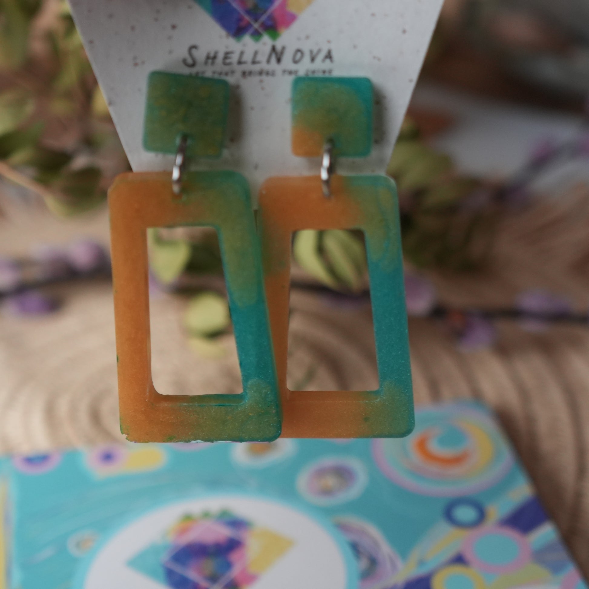 Tropical Dazzle - Rectangle Stud Earrings