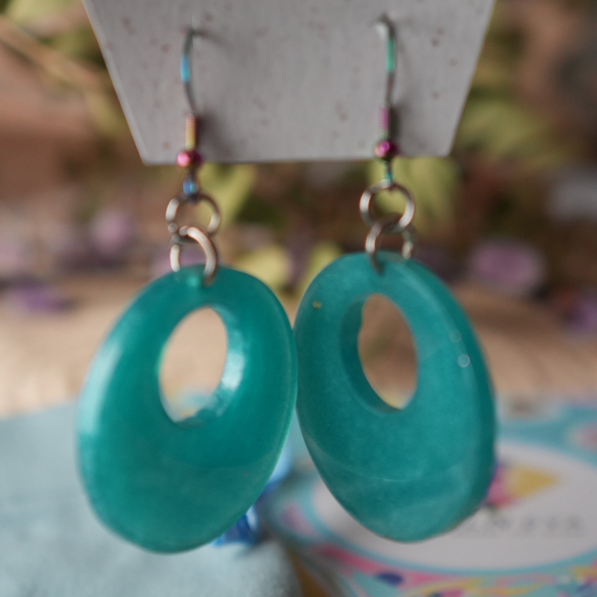 Round Resin Earrings - Rainbow Earring Hooks
