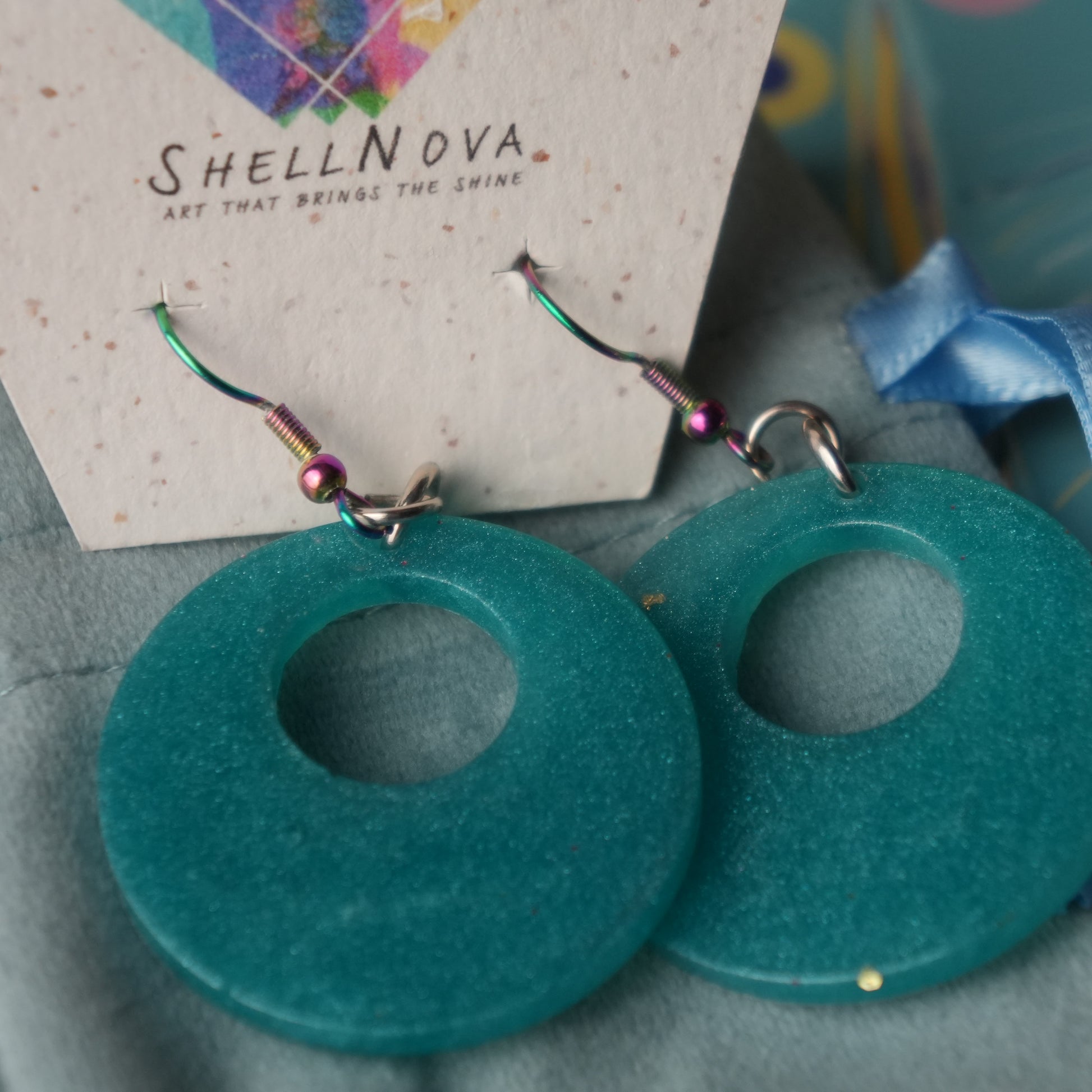 Round Resin Earrings - Rainbow Earring Hooks