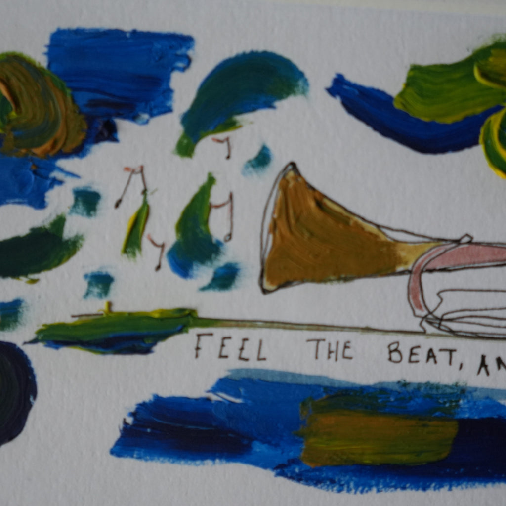 Feel The Beat and Sit With It - A4 Art - Original Doogle - Oil Paint