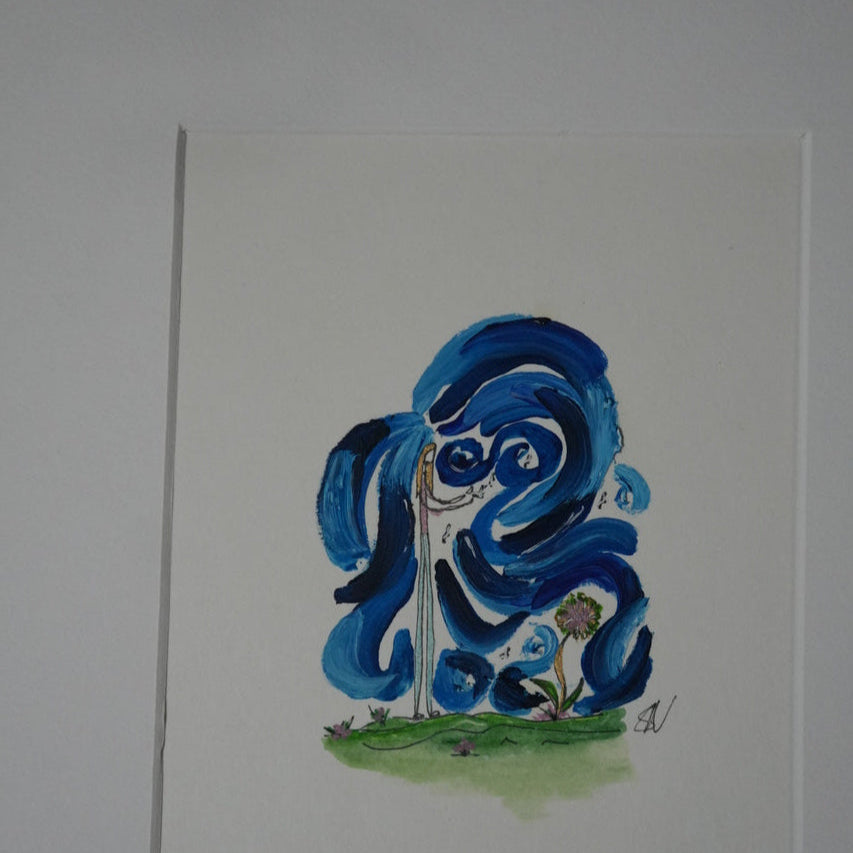 Let it Flow & Grow - Original A4 Mounted Fine Line Doodle - Oil Painting