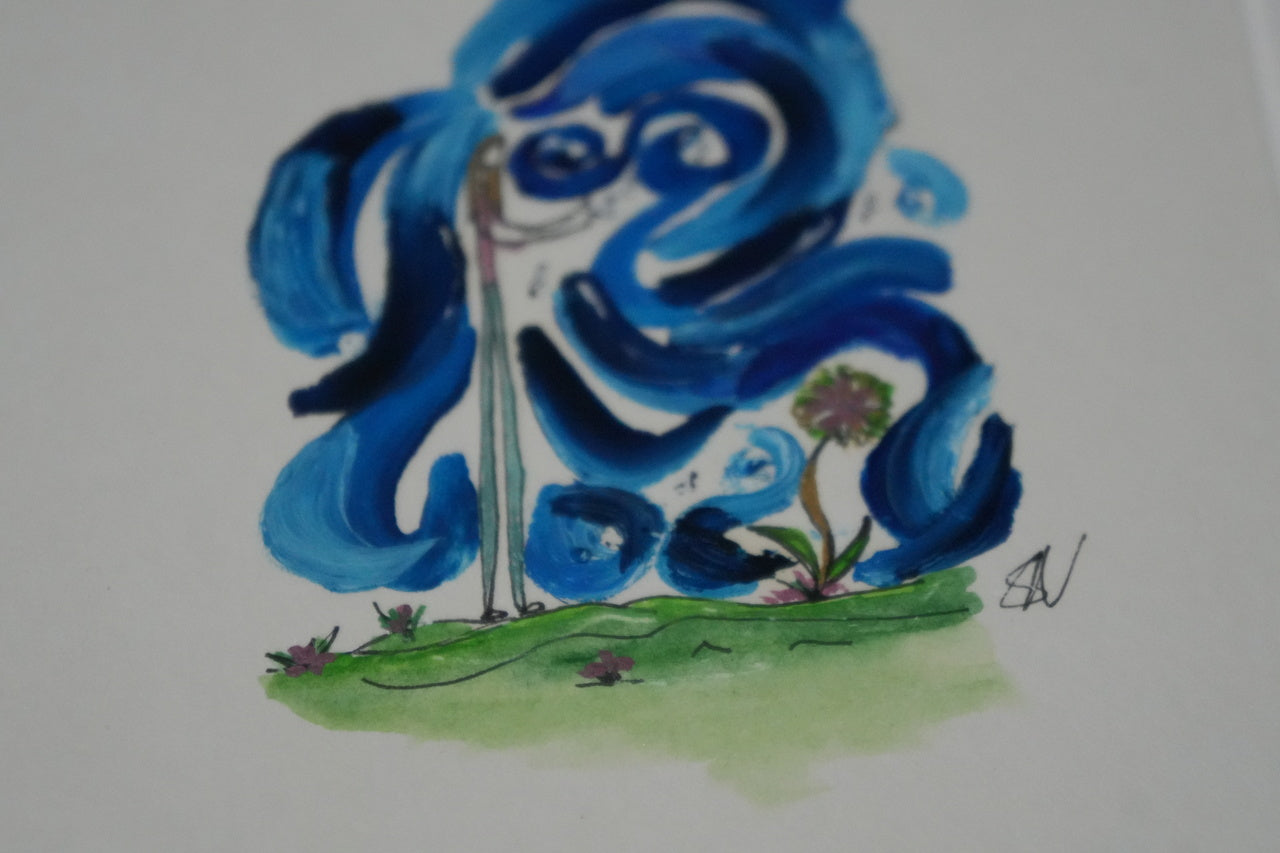 Let it Flow & Grow - Original A4 Mounted Fine Line Doodle - Oil Painting