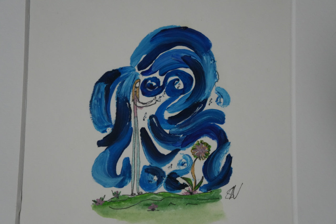 Let it Flow & Grow - Original A4 Mounted Fine Line Doodle - Oil Painting