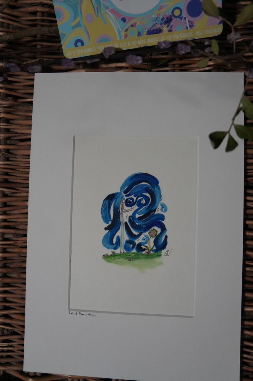 Let it Flow & Grow - Original A4 Mounted Fine Line Doodle - Oil Painting