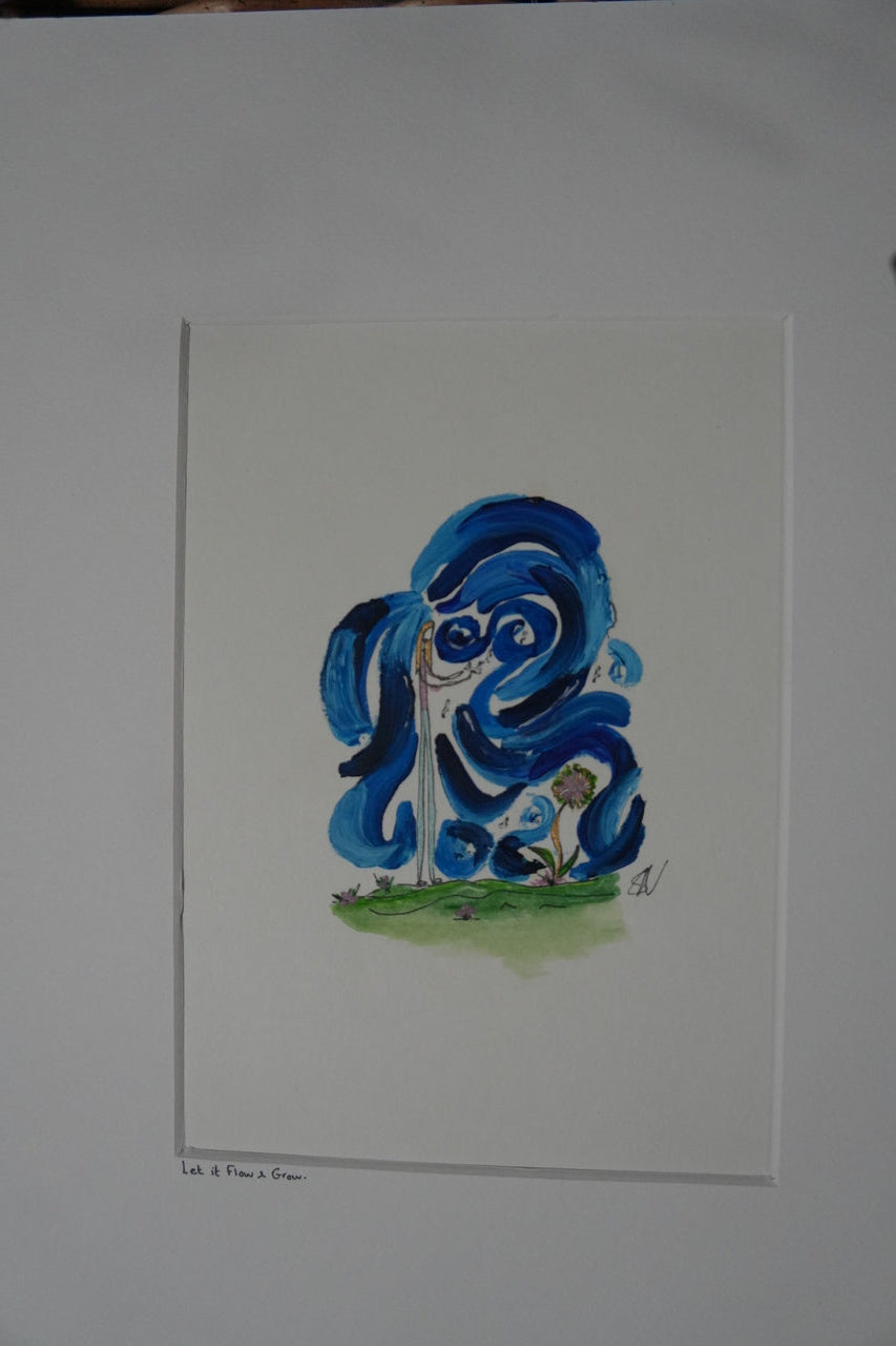 Let it Flow & Grow - Original A4 Mounted Fine Line Doodle - Oil Painting