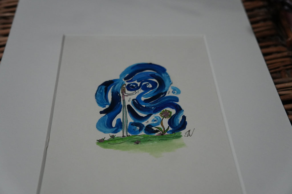 Let it Flow & Grow - Original A4 Mounted Fine Line Doodle - Oil Painting