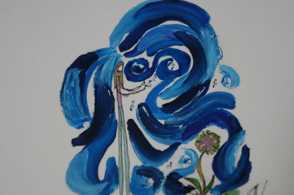 Let it Flow & Grow - Original A4 Mounted Fine Line Doodle - Oil Painting