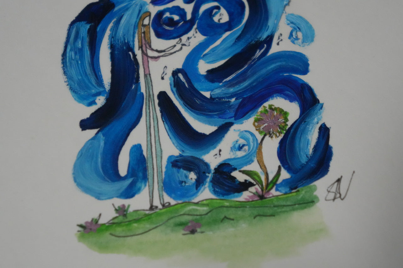 Let it Flow & Grow - Original A4 Mounted Fine Line Doodle - Oil Painting