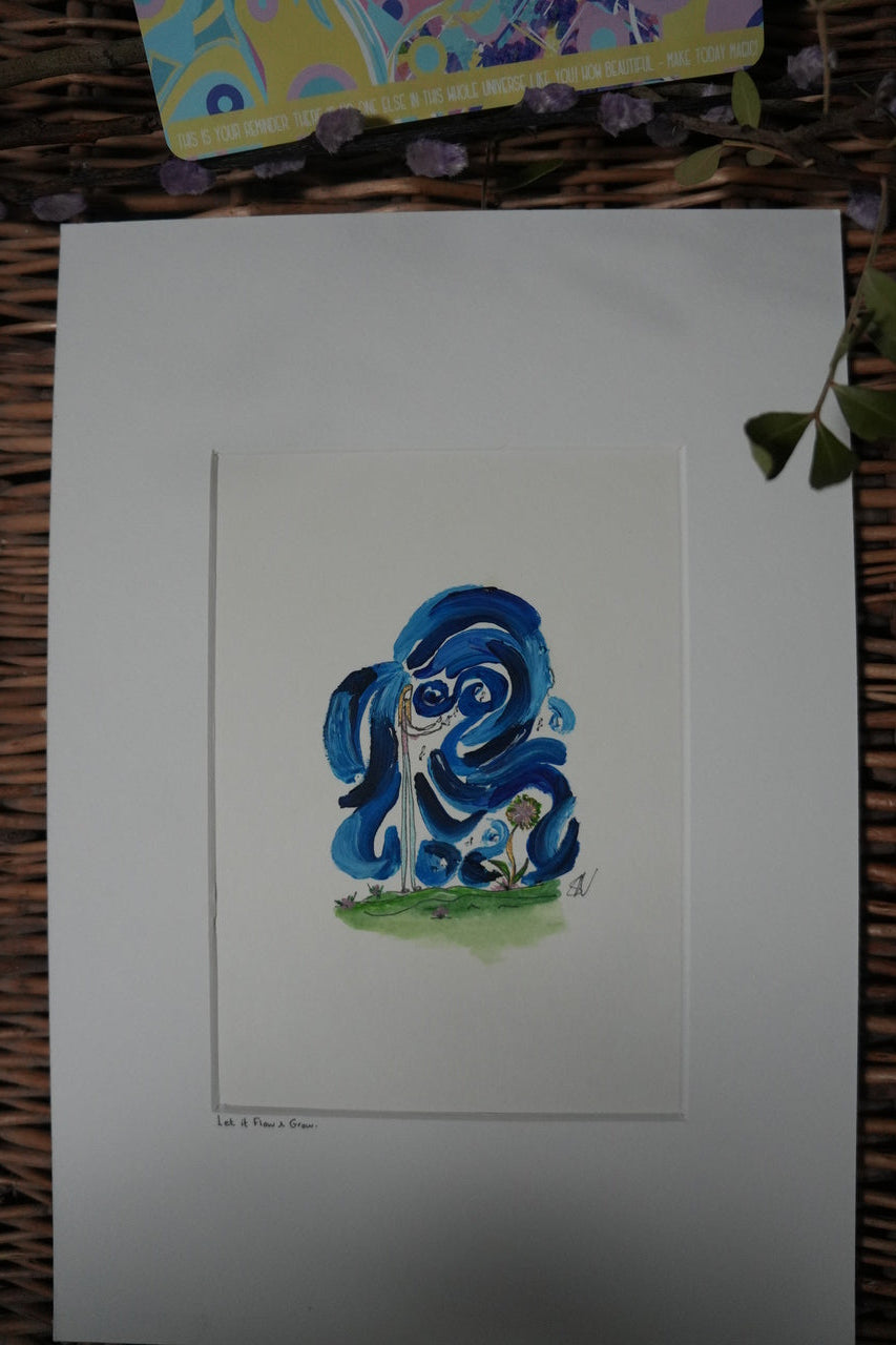 Let it Flow & Grow - Original A4 Mounted Fine Line Doodle - Oil Painting