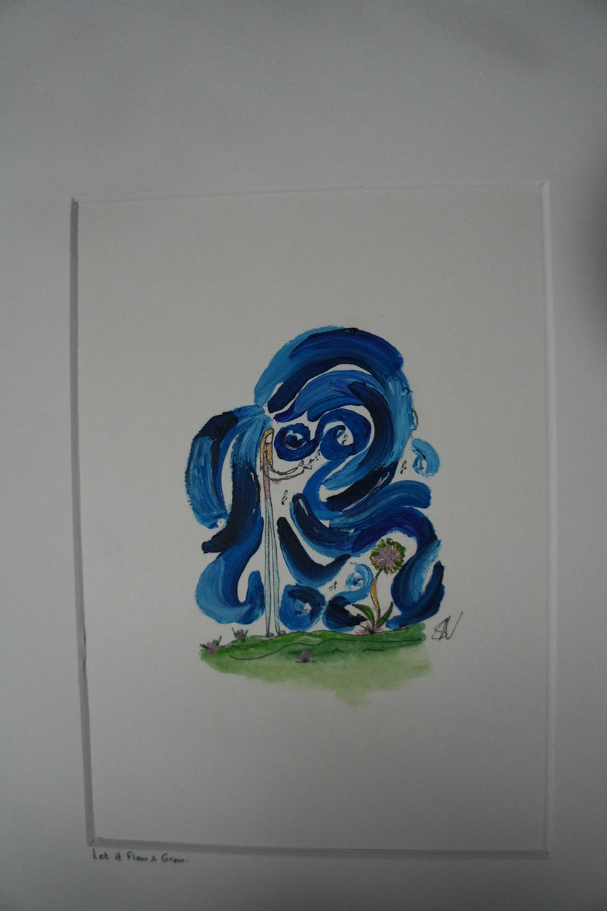 Let it Flow & Grow - Original A4 Mounted Fine Line Doodle - Oil Painting