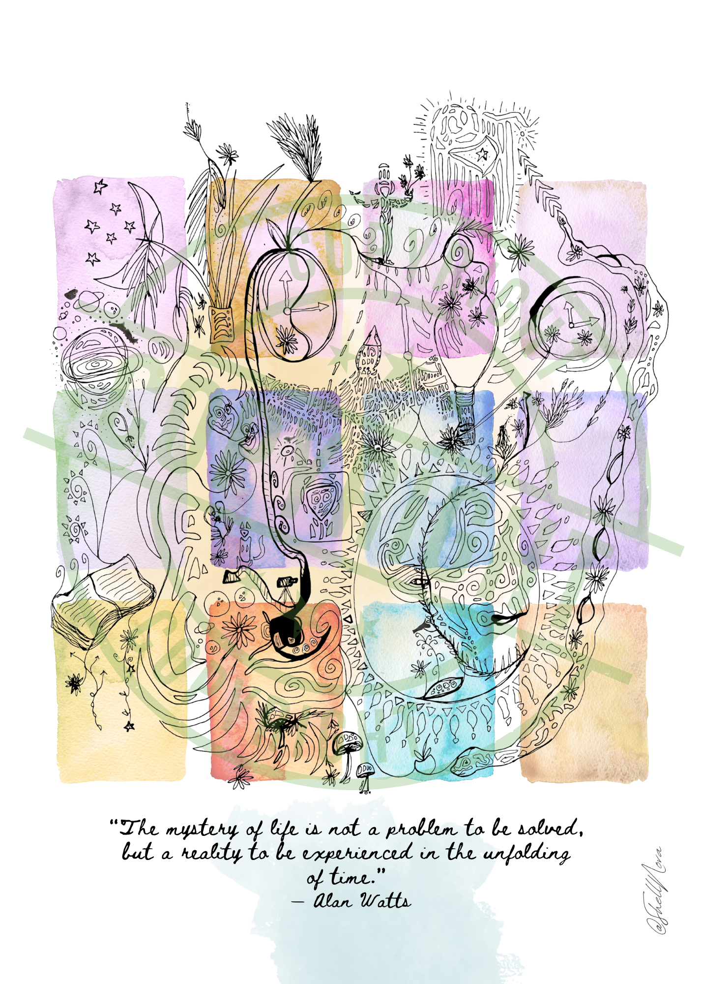 Mystery of Life – Alan Watts Quote - A4 Print